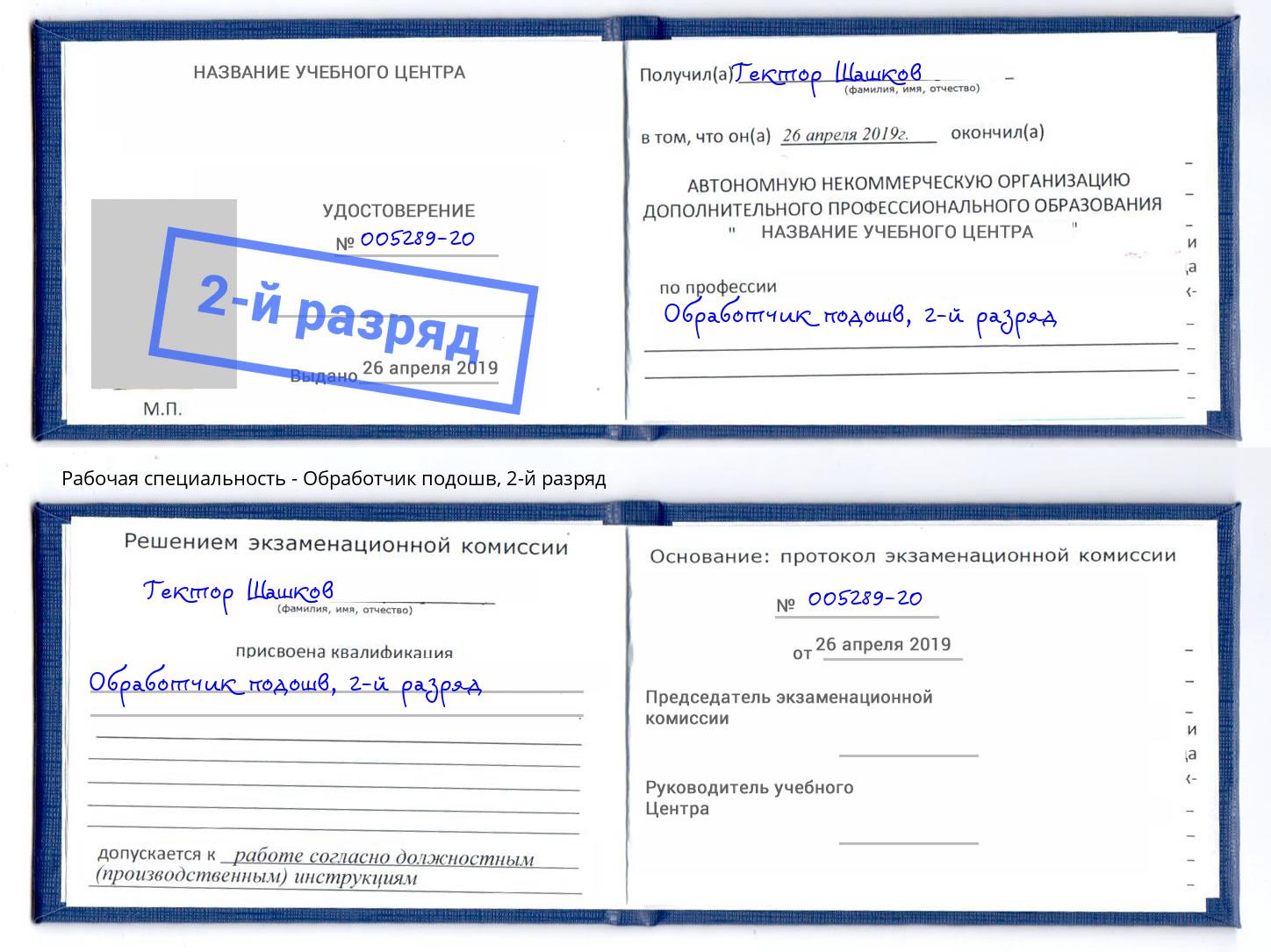 корочка 2-й разряд Обработчик подошв Ессентуки