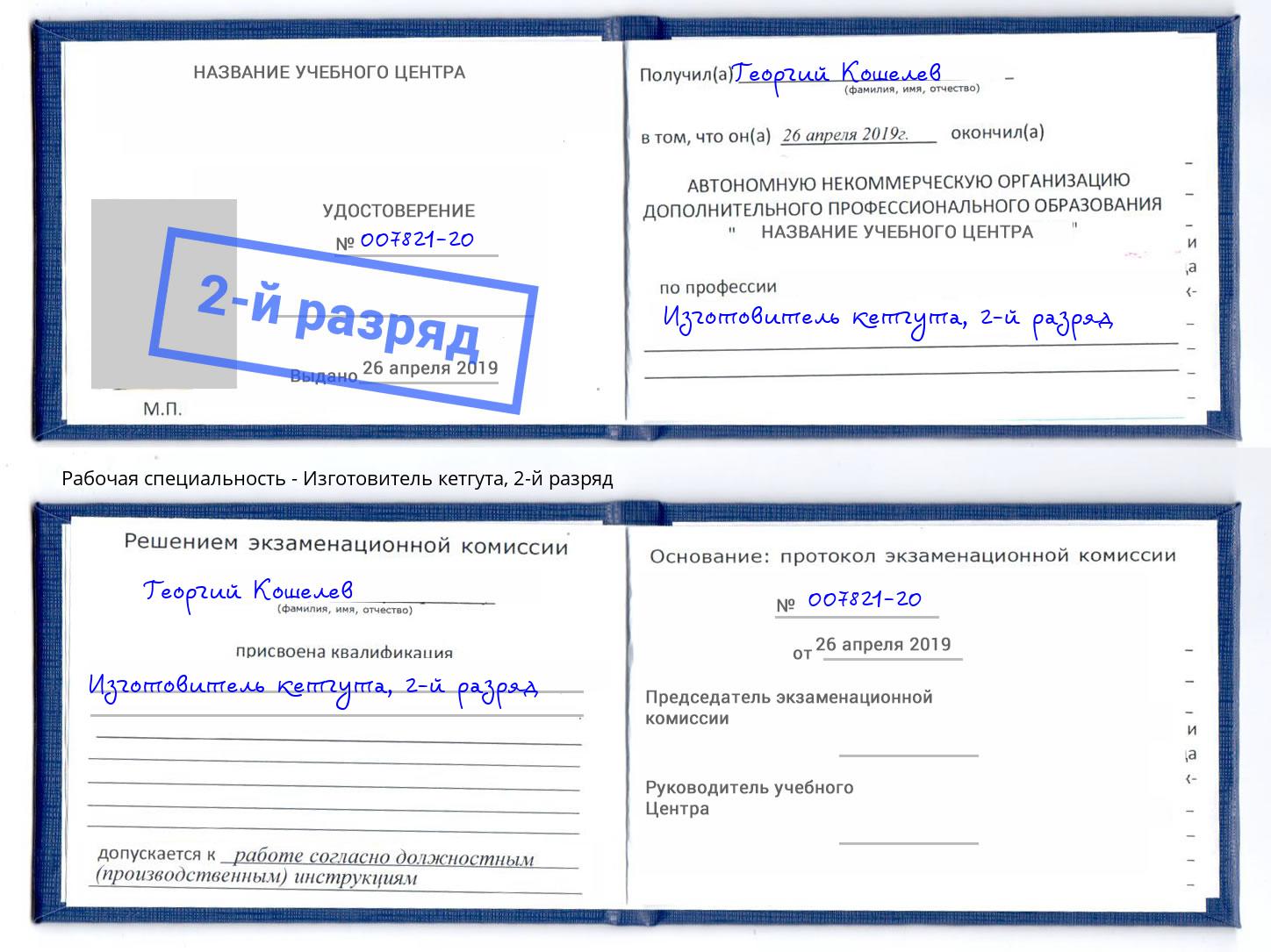 корочка 2-й разряд Изготовитель кетгута Ессентуки
