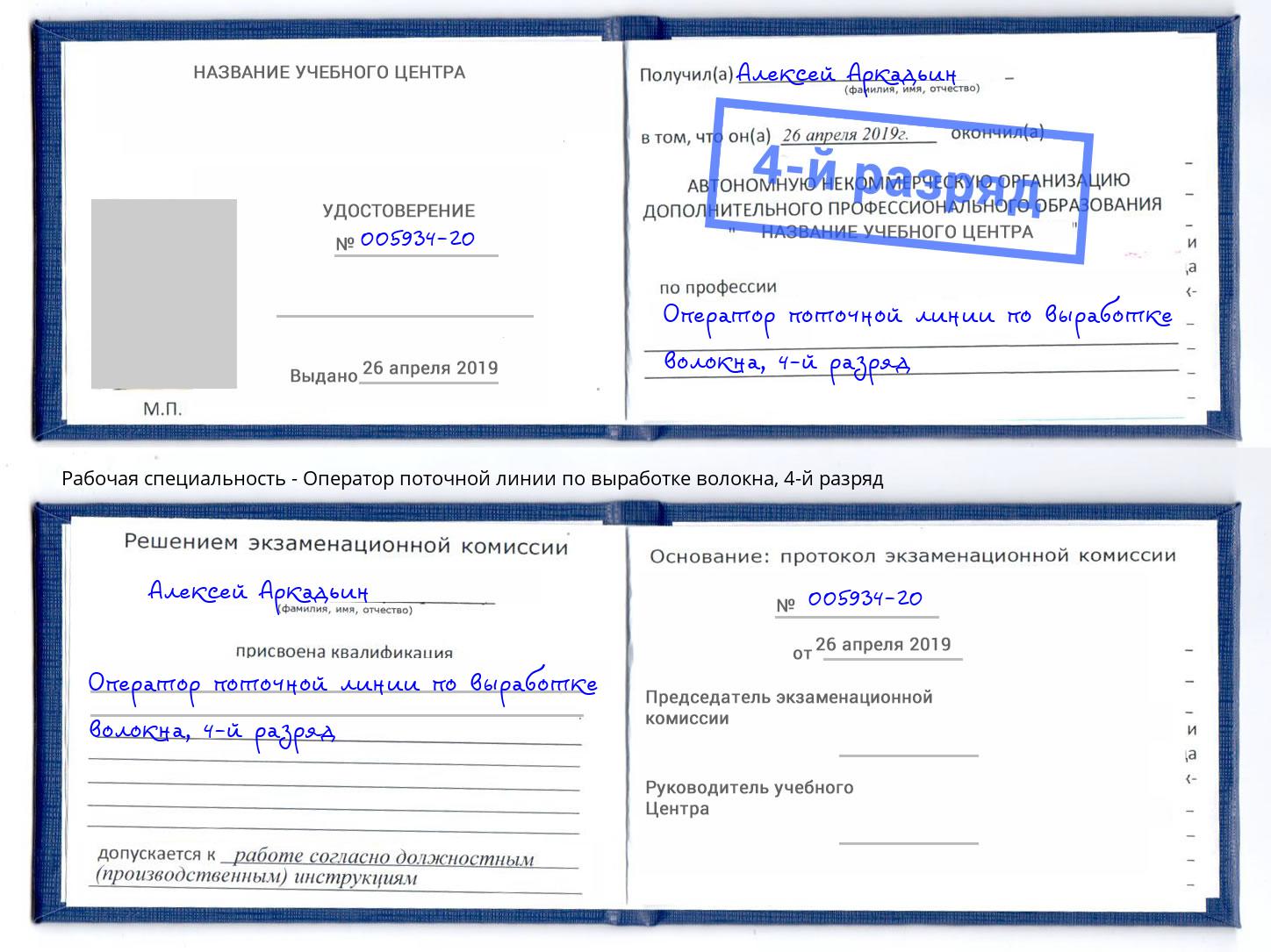 корочка 4-й разряд Оператор поточной линии по выработке волокна Ессентуки